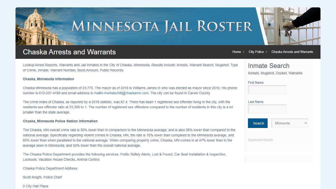 Chaska Arrests and Warrants | Jail Roster Search